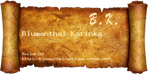 Blumenthal Katinka névjegykártya